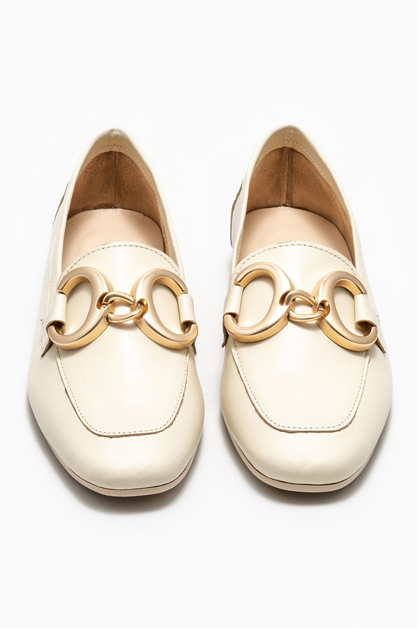 Bej deri kadın loafer - Elle Shoes
