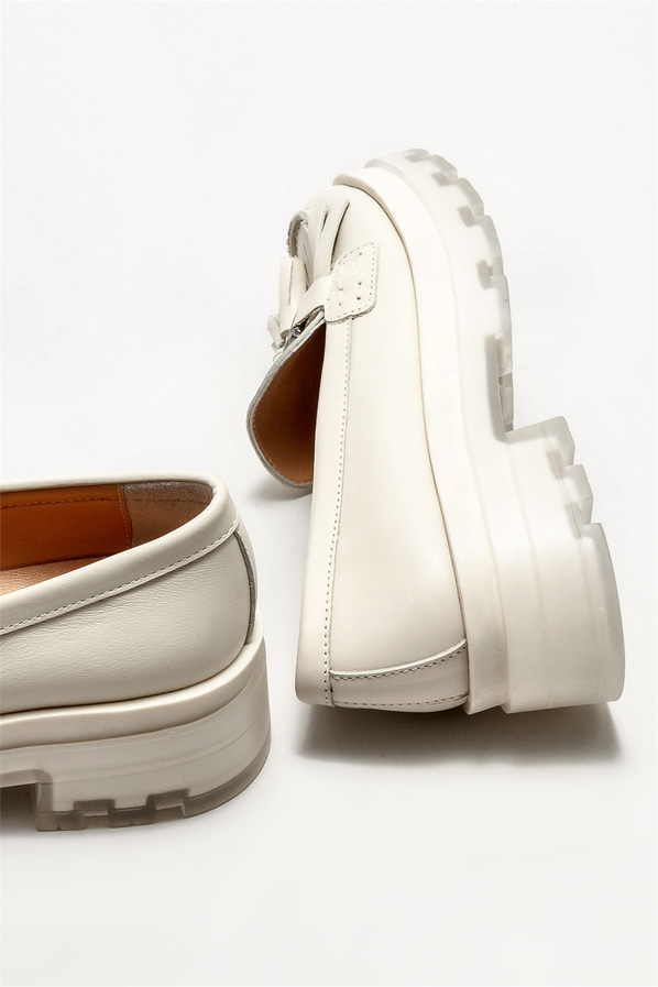 Bej deri kadın loafer - Elle Shoes