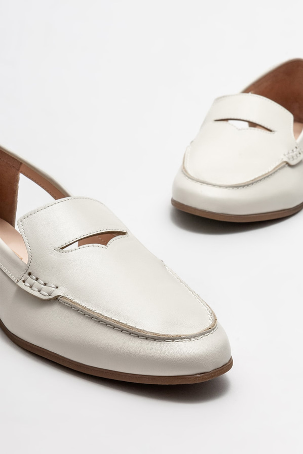 Bej deri kadın loafer - Elle Shoes