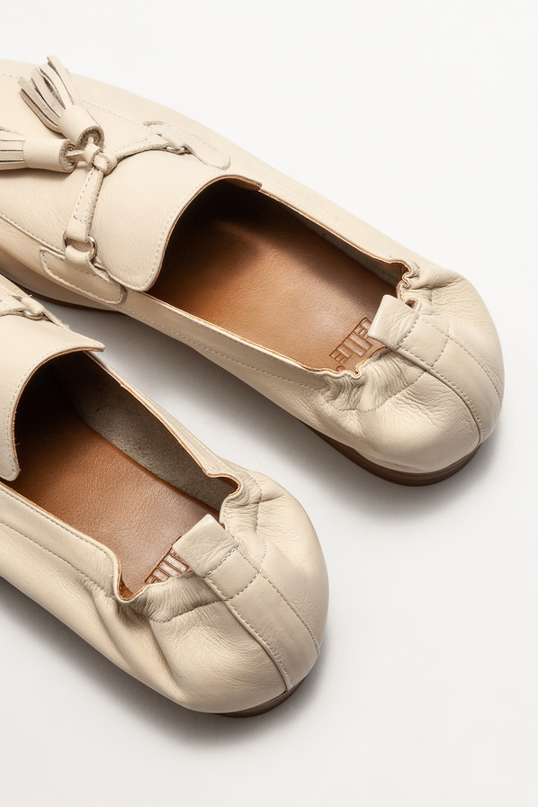 Bej deri kadın loafer - Elle Shoes