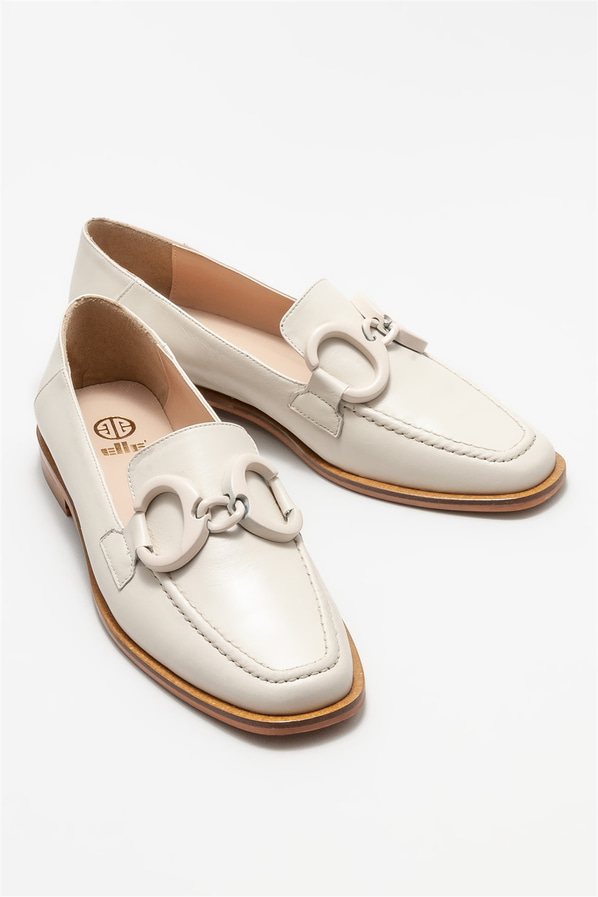 Bej deri kadın loafer - Elle Shoes