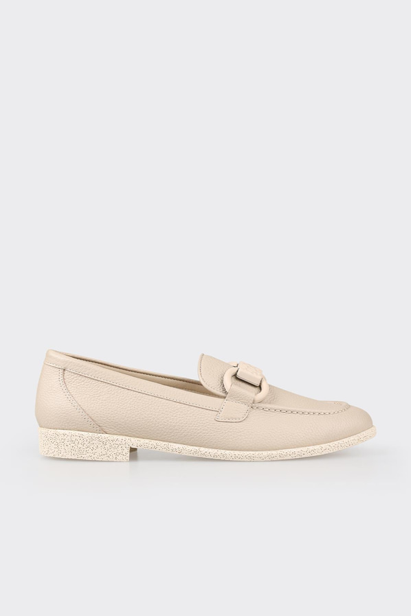 Bej deri kadın loafer - Elle Shoes