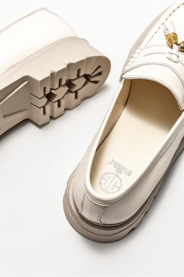 Bej deri kadın loafer - Elle Shoes