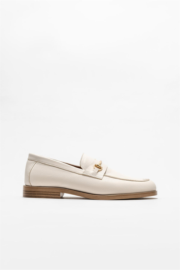 Bej deri kadın loafer - Elle Shoes