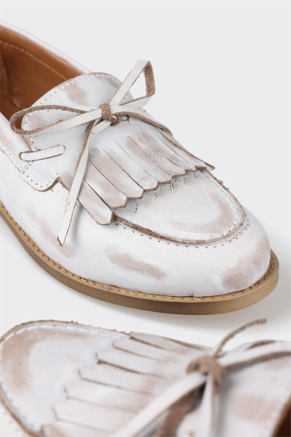 Bej deri kadın loafer - Elle Shoes