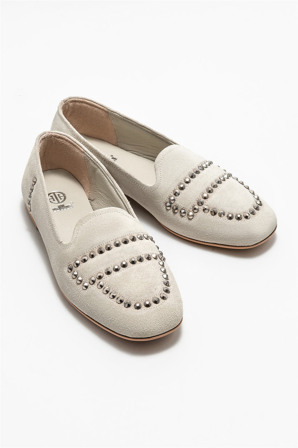 Bej deri kadın loafer - Elle Shoes
