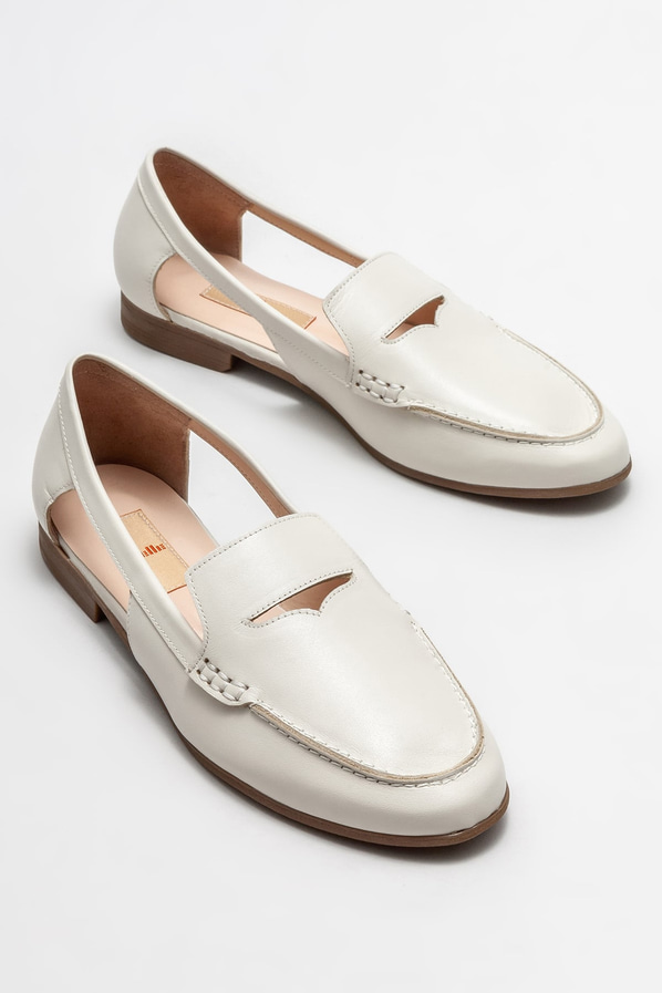 Bej deri kadın loafer - Elle Shoes