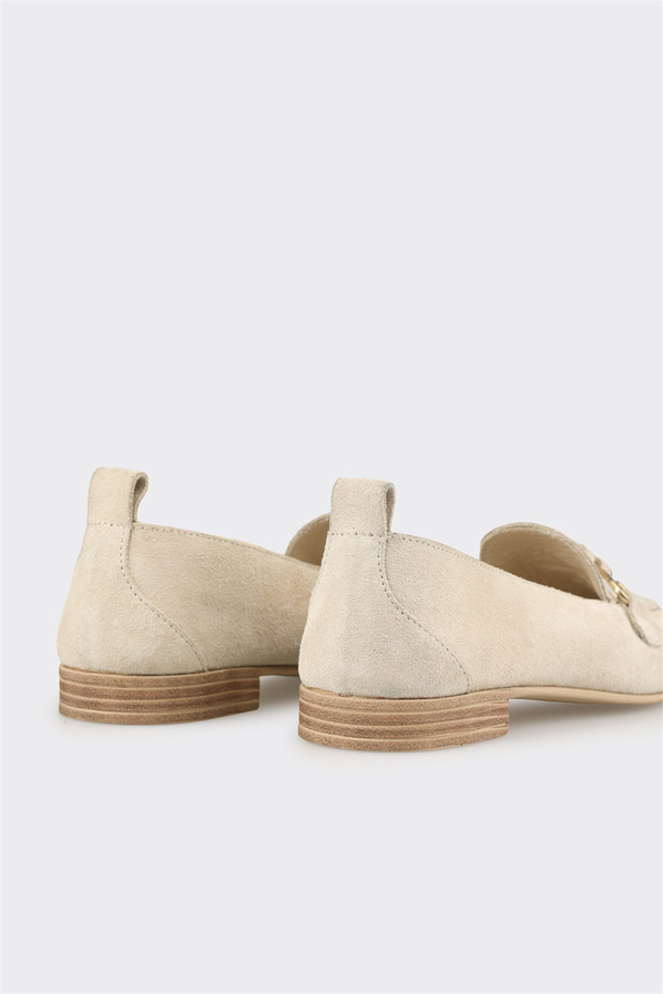 Bej Deri Kadın Loafer