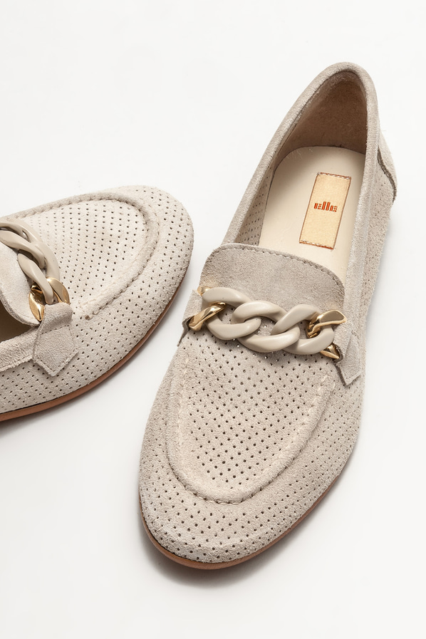Bej deri kadın loafer - Elle Shoes