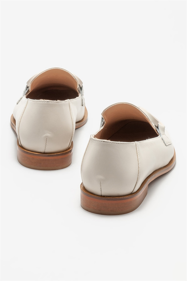 Bej deri kadın loafer - Elle Shoes
