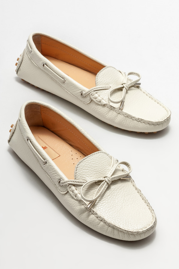 Bej deri kadın loafer - Elle Shoes