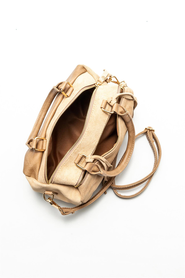 Bej deri kadın omuz çantası - Elle Shoes