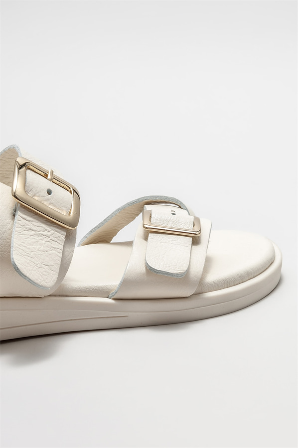 Bej deri kadın terlik - Elle Shoes
