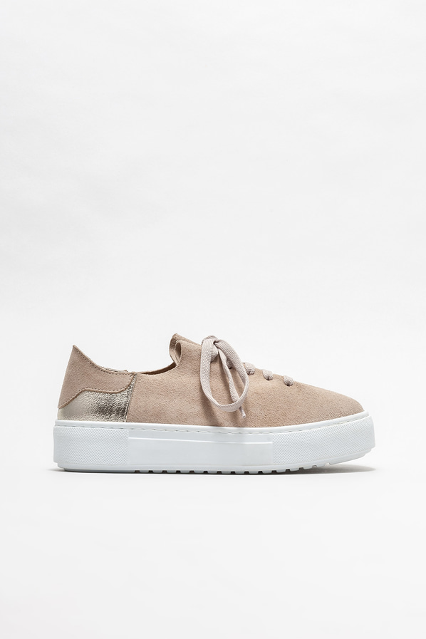 Bej deri kadın spor ayakkabı - Elle Shoes