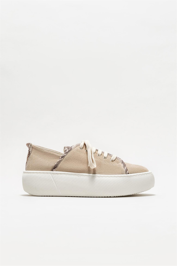 Bej deri kadın sneaker - Elle Shoes