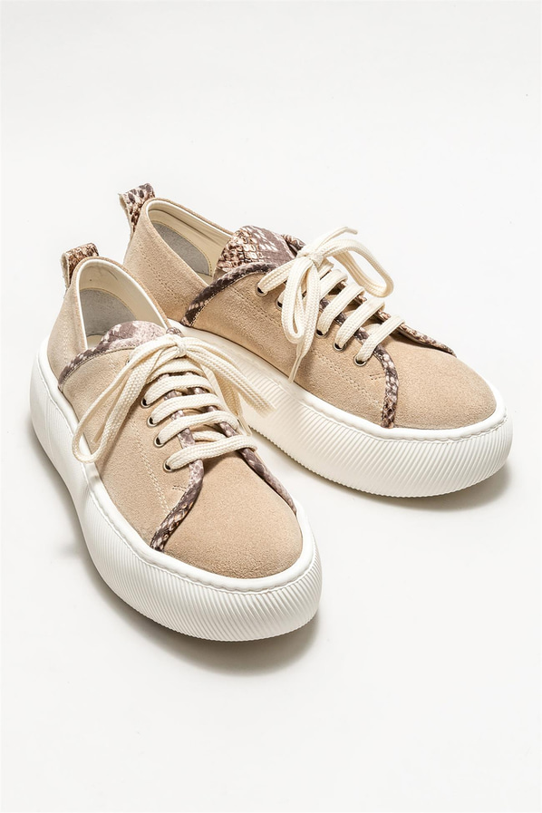 Bej deri kadın sneaker - Elle Shoes
