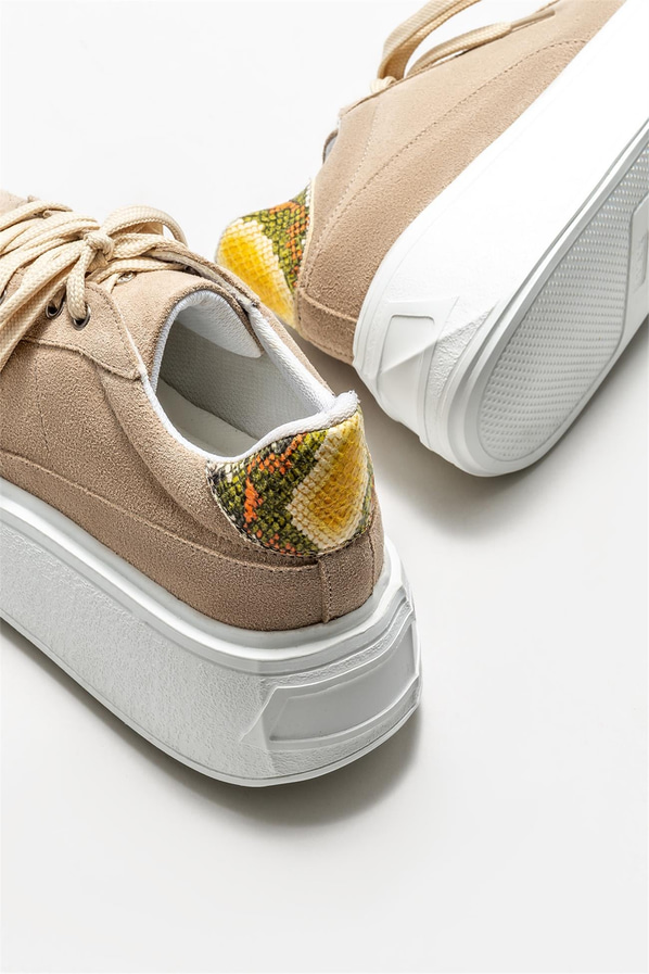 Bej deri kadın sneaker - Elle Shoes