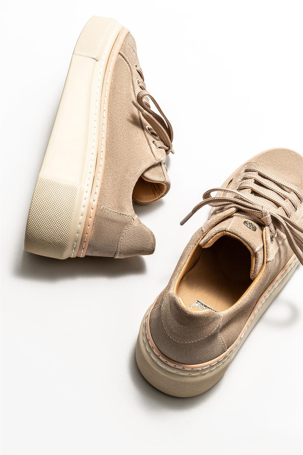 Bej deri kadın sneaker - Elle Shoes