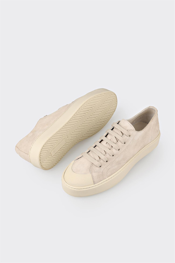 Bej deri yumuşak dokulu kadın sneaker, klasik stil için - Elle Shoes