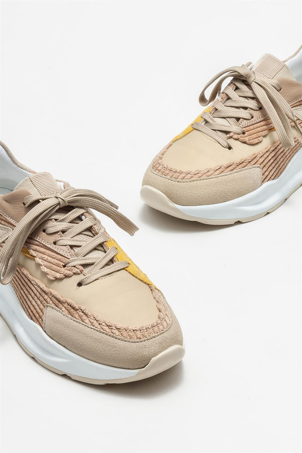 Bej deri kadın spor ayakkabı - Elle Shoes