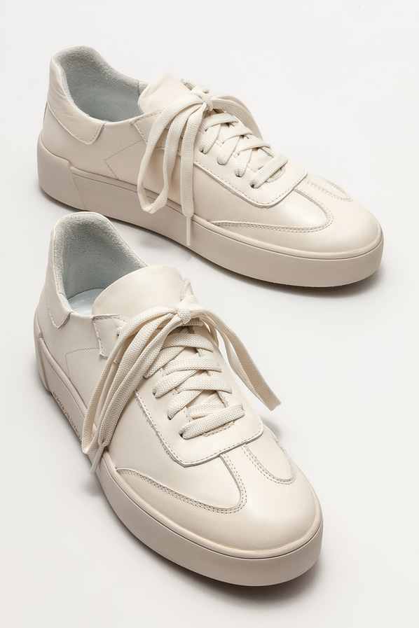 Bej deri kadın spor ayakkabı - Elle Shoes