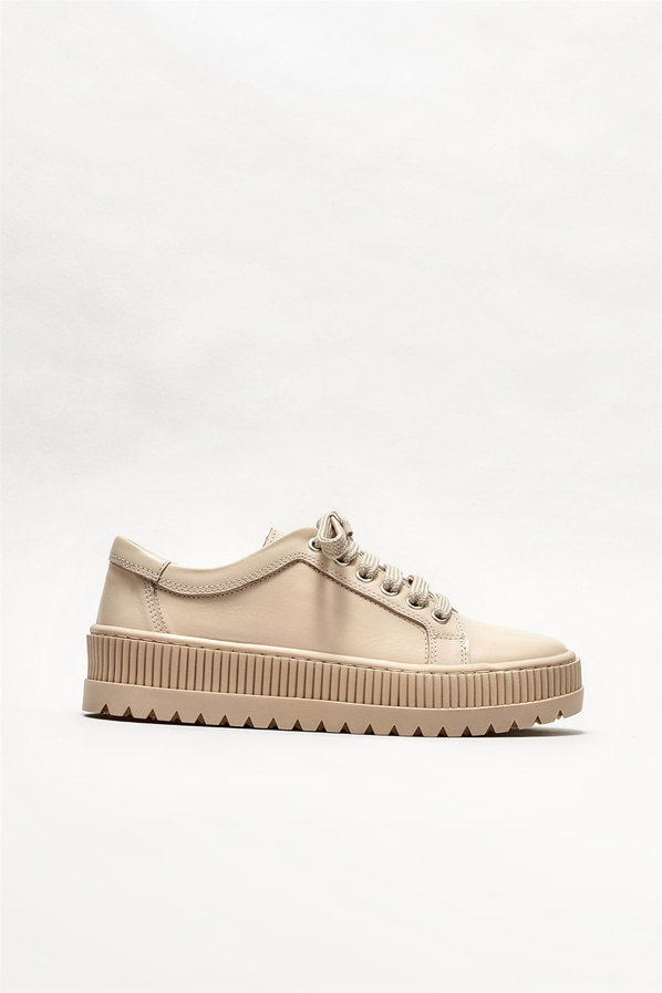 Bej deri kadın spor ayakkabı - Elle Shoes