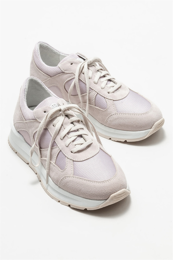 Bej deri kadın spor ayakkabı - Elle Shoes