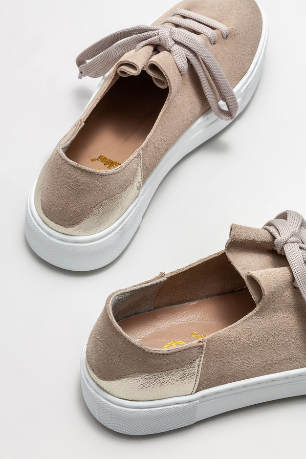 Bej deri kadın spor ayakkabı - Elle Shoes
