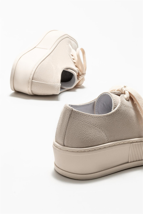 Bej deri kadın sneaker - Elle Shoes