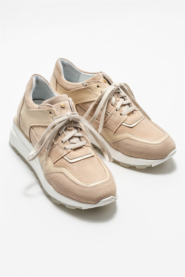 Bej deri kadın sneaker - Elle Shoes