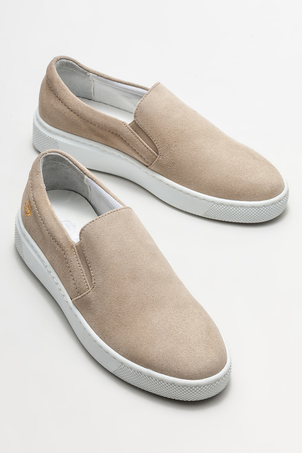 Bej deri kadın spor ayakkabı - Elle Shoes