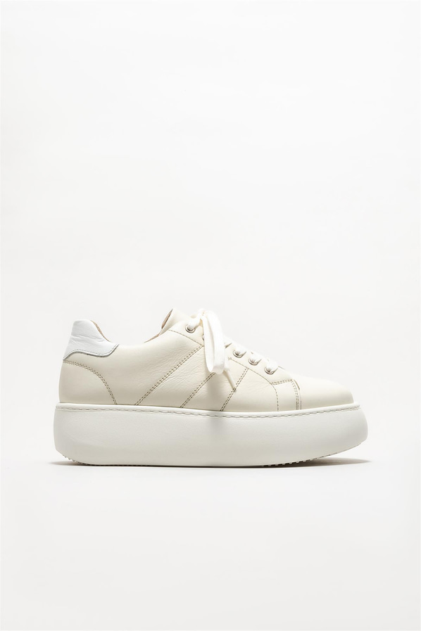 Bej deri kadın sneaker - Elle Shoes
