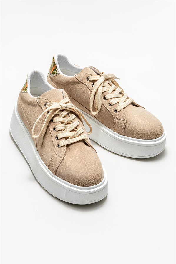 Bej deri kadın sneaker - Elle Shoes