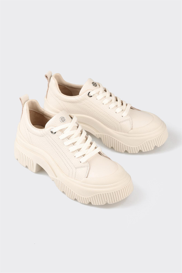 Bej deri kadın sneaker - Elle Shoes