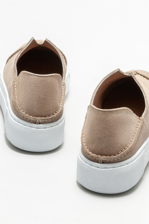 Bej deri kadın spor ayakkabı - Elle Shoes