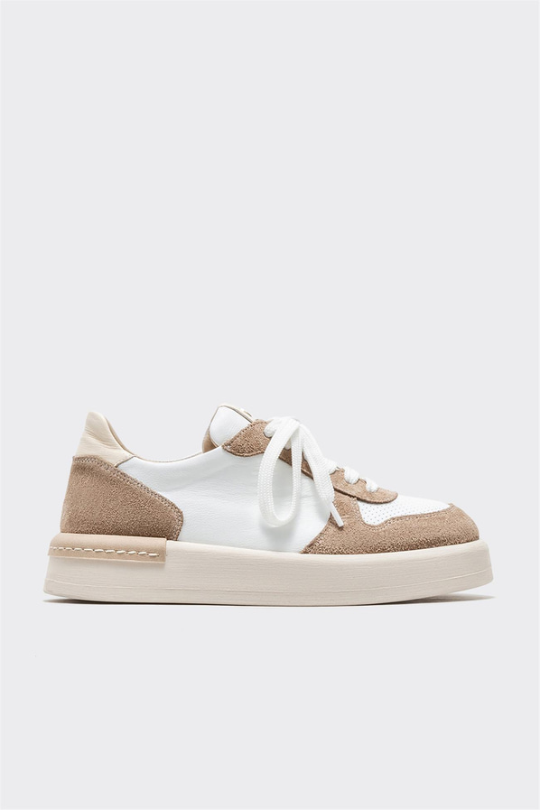 Bej deri kadın sneaker - Elle Shoes