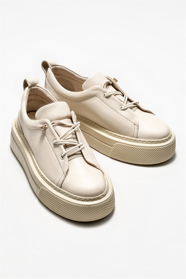 Bej deri kadın sneaker - Elle Shoes