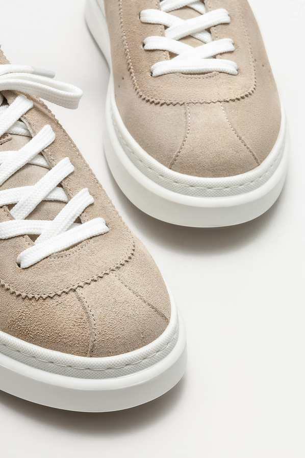Bej deri kadın spor ayakkabı - Elle Shoes