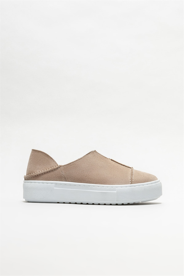 Bej deri kadın spor ayakkabı - Elle Shoes