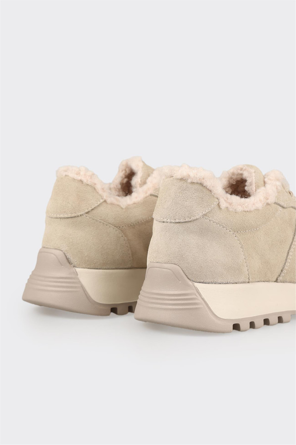 Bej Deri Kadın Spor Ayakkabı