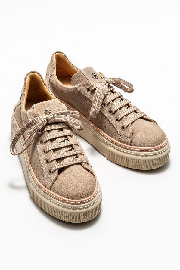 Bej deri kadın sneaker - Elle Shoes