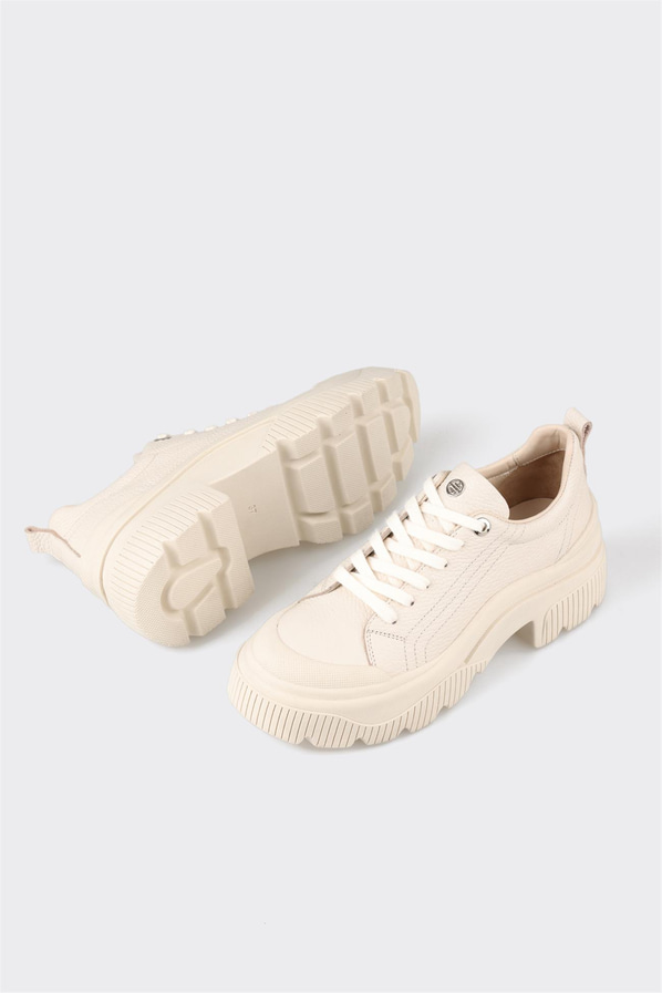Bej deri kadın sneaker - Elle Shoes
