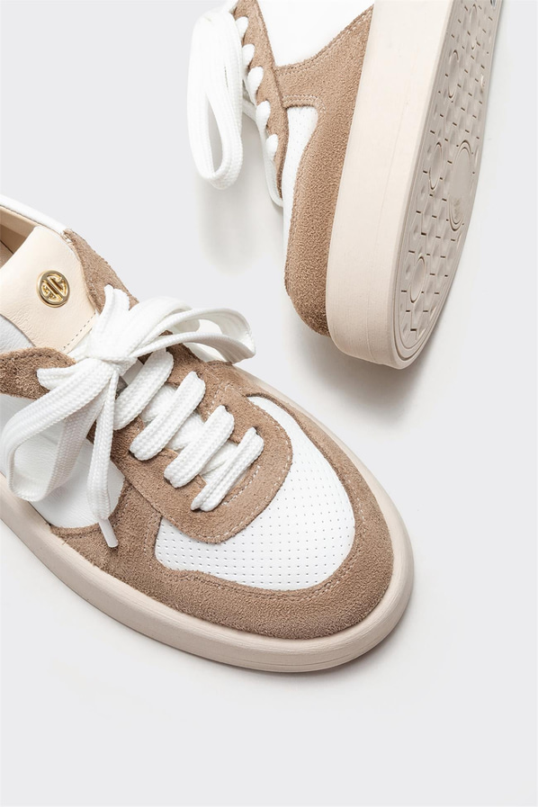 Bej deri kadın sneaker - Elle Shoes