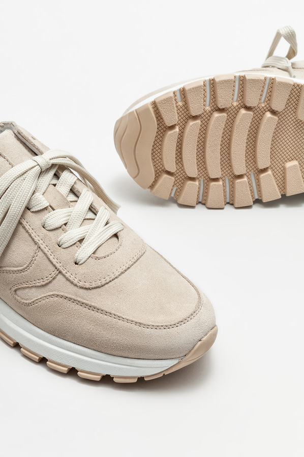 Bej deri kadın spor ayakkabı - Elle Shoes