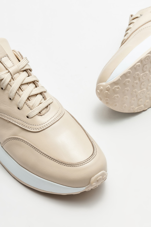 Bej deri kadın spor ayakkabı - Elle Shoes
