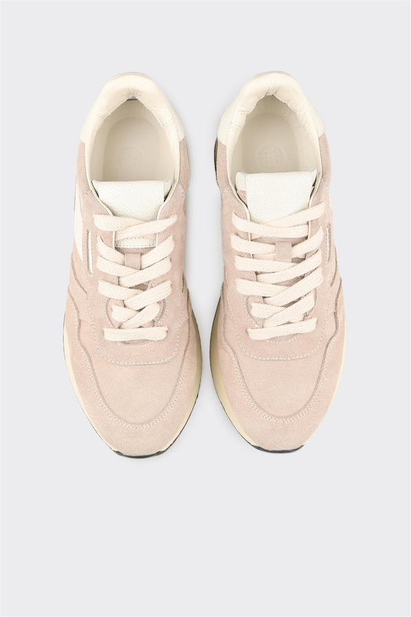 Bej Deri Kadın Spor Ayakkabı