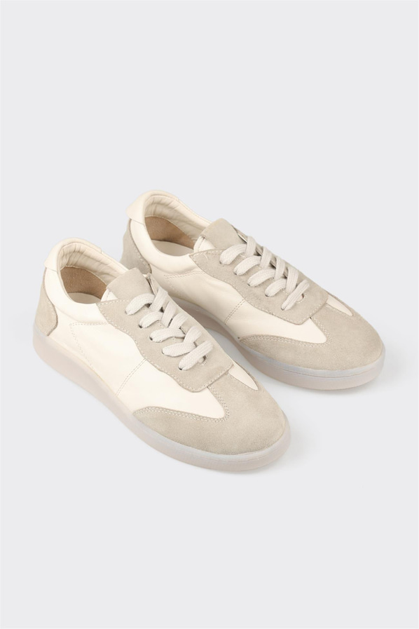 Bej deri kadın sneaker - Elle Shoes