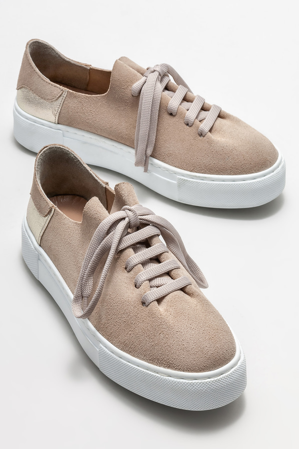 Bej deri kadın spor ayakkabı - Elle Shoes