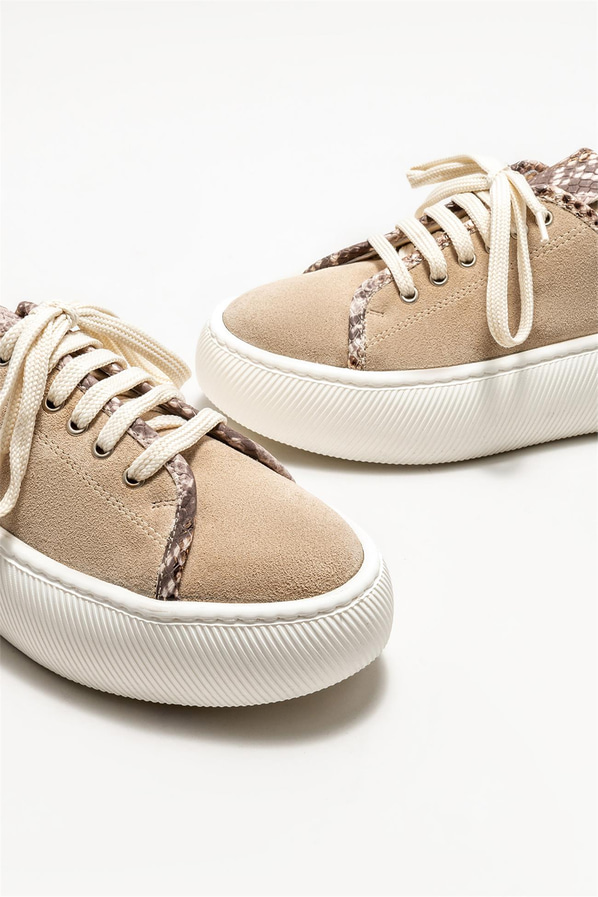 Bej deri kadın sneaker - Elle Shoes