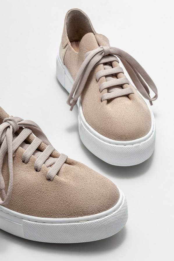 Bej deri kadın spor ayakkabı - Elle Shoes